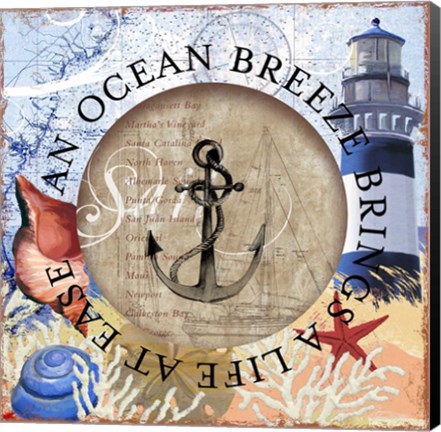 Framed Circled Lighthouse 2 Print