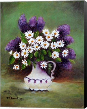 Framed Butterfly Plant and Daisies Print