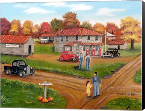 Framed Cat Square In The Autumn Print
