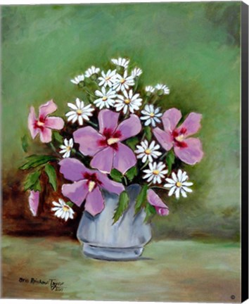 Framed Hibiscus and Daisies Print