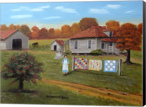 Framed Grandma&#39;s Quilts 2 Print