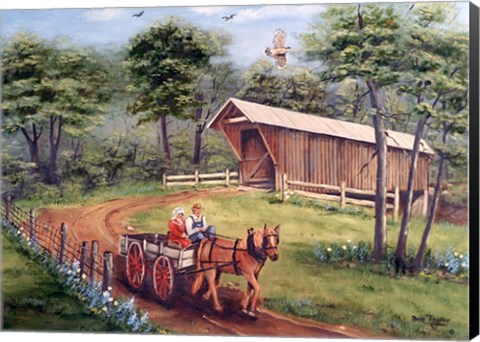 Framed Bunker Hill Covered Bridge1800s Print