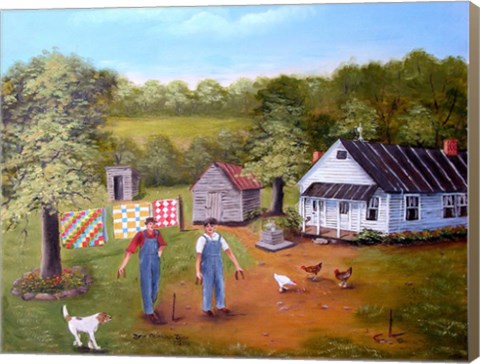 Framed Pitching Horseshoes Print