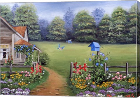 Framed Bluebird House Print