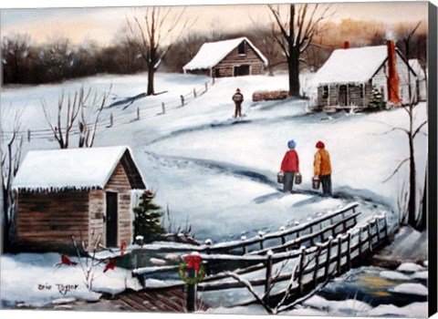 Framed Old Springhouse at Christmas Print