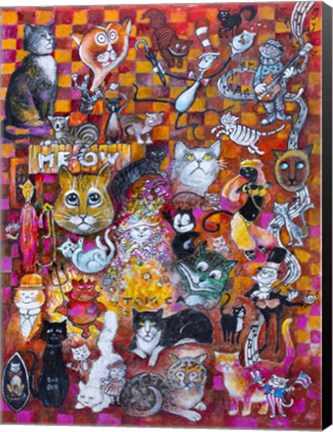 Framed Collection of Cats Print