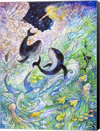 Framed Creation Whales and Fishes Print