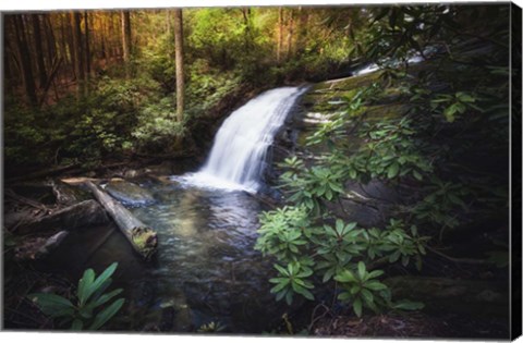 Framed Morning Glow At The Waterfall Print