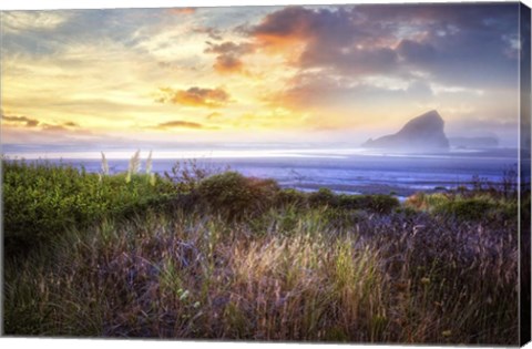 Framed Seastacks At The Dunes Print