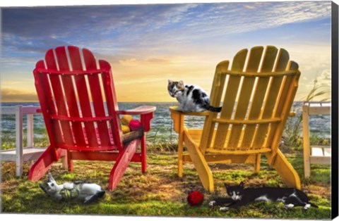 Framed Cat Nap at the Beach Print