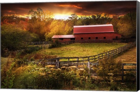 Framed Fences at Sunset Print