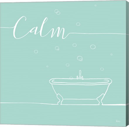 Framed Underline Bath VI Teal Print