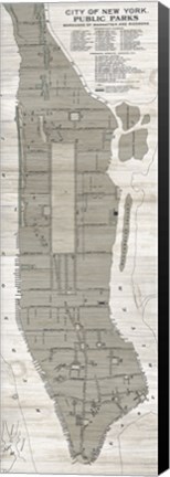 Framed New York Parks Map Vertical Print