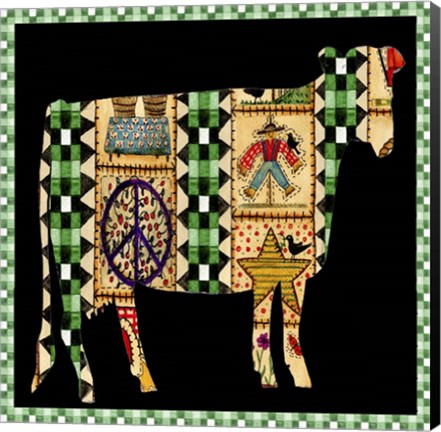 Framed Folk At Country Peace Cow Print