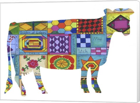 Framed Friendship Quilt Folk Art Cow Print