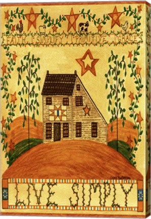 Framed Live Simply Folk Art Garden Flag Print