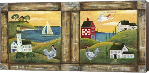 Framed Peace On Earth Country Chicken Rooster Print