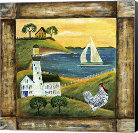Framed Peace On Earth Country Chicken Rooster Square Print