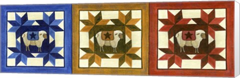 Framed Primitive Sheep Quilt Star Print