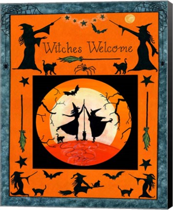Framed Witches Welcome Flag Print