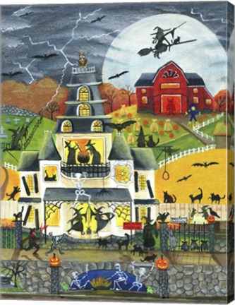 Framed Black Cat Crossing Print