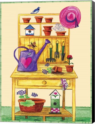 Framed Garden Bench Print
