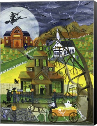 Framed Haunted Hay Ride By Witch House Print
