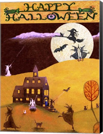Framed White Witch Halloween Dance Print