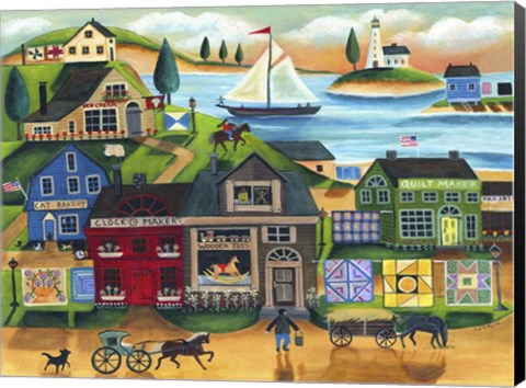 Framed Seaside Harbor Print