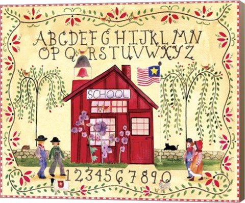 Framed American Schoolhouse ABC 123 Print