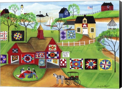 Framed By The Sea Red Barn Quilt Makers Print