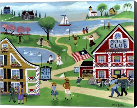 Framed Folk Art Golf Putt Putt Inn Print