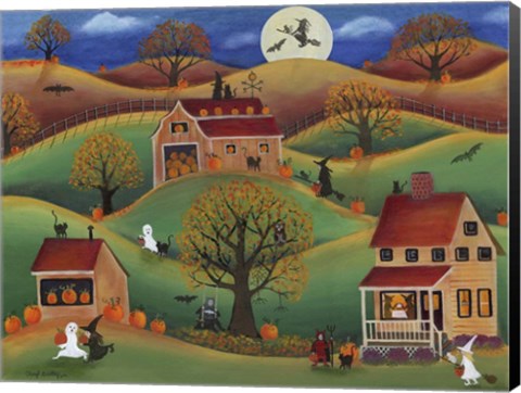 Framed Halloween Autum Pumpkin Farm Print
