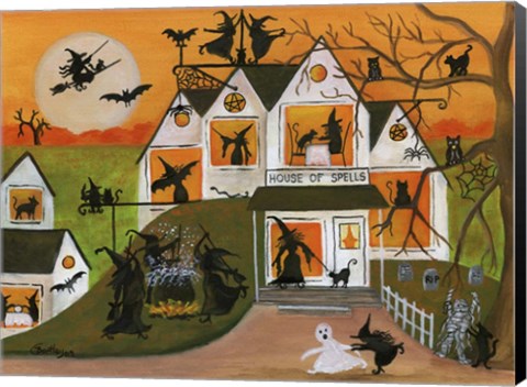 Framed Halloween Witch House Of Spells Print