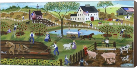 Framed Old Tyme Americana Country Farmyard Print