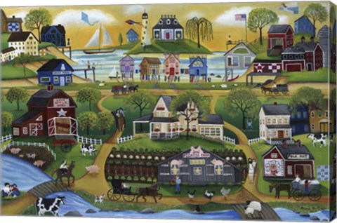 Framed Pigasso Folk Art Farm Print