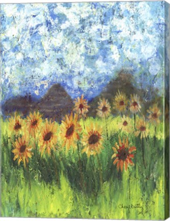 Framed Sunflower Mountain Garden Flag Print
