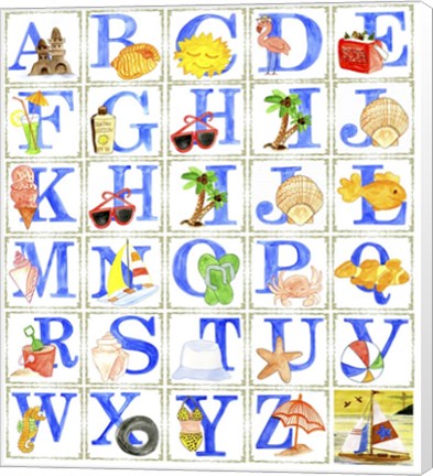 Framed Alphabet Seaweed Blocks Print