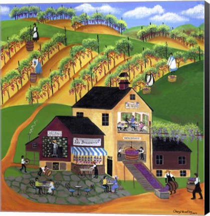 Framed Les Brasserie Vineyard Print