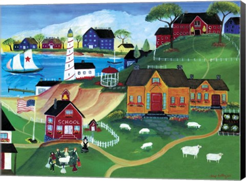 Framed Sheep At Seaside School Print