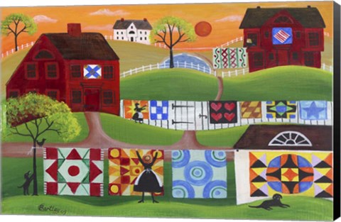 Framed Sunrise Quilt Village Print