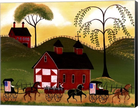 Framed 4th July Horse Wagon Parade Print
