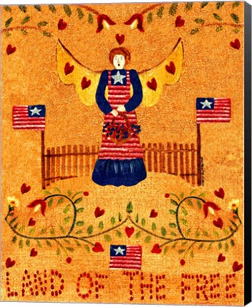 Framed Land Of The Free American Angel Print