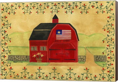 Framed Primtive American Red Barn Print