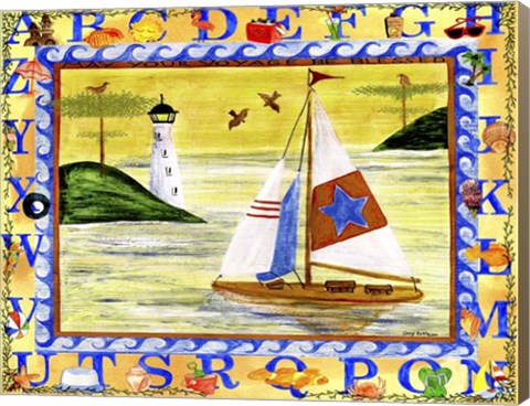 Framed Sailboat Sunset Alphabet Beach Print