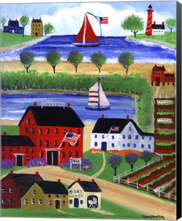 Framed Seaside Village Print