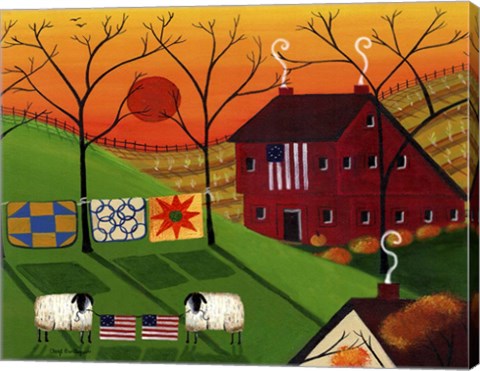 Framed Americana Sunrise Sheep Print