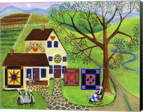 Framed Amish Country Quilt Makers Print