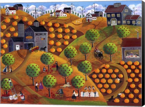 Framed Pick Your Own Pumpkin And Apple Farm Print