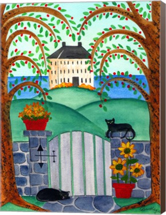 Framed Two Cats By Ocean House Print